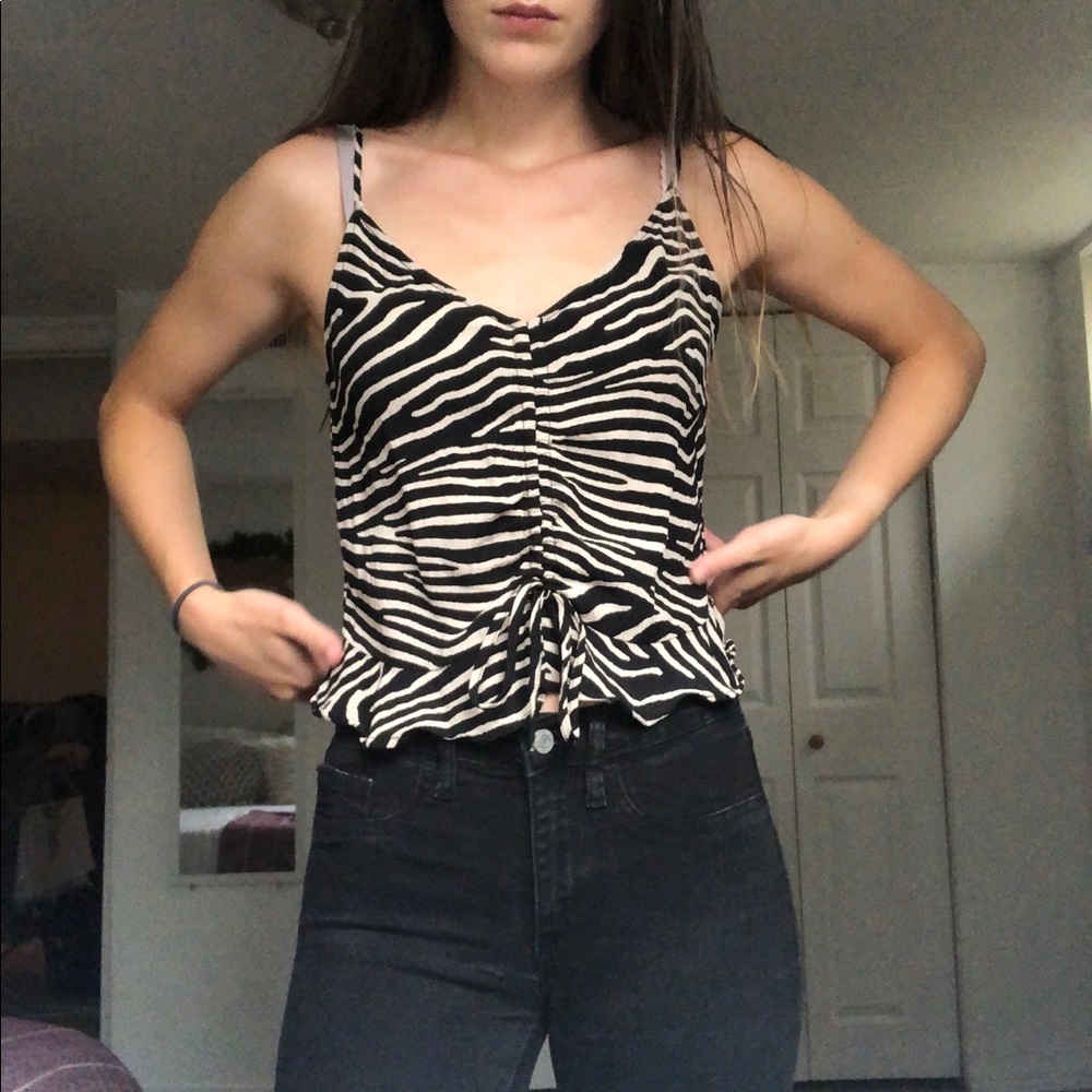 H&M zebra print rouched tank